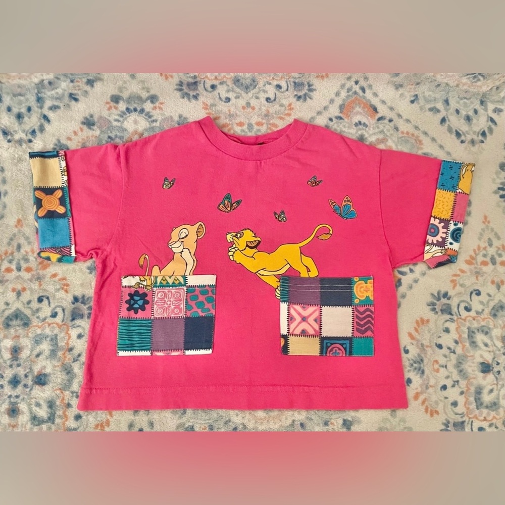 Disney The Lion King Simba Nala Butterfly Duel Pocket Shirt Youth Vintage